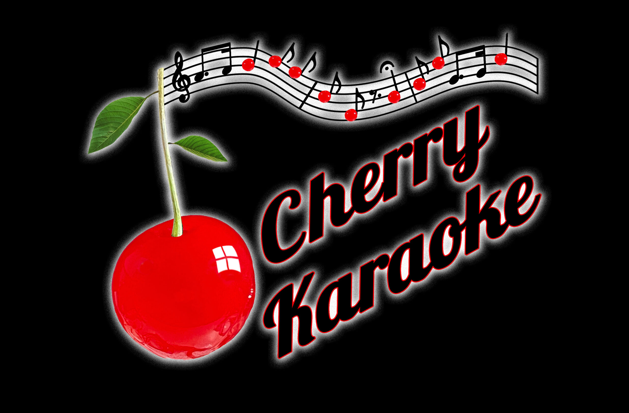 Cherry Karaoke Logo on black background